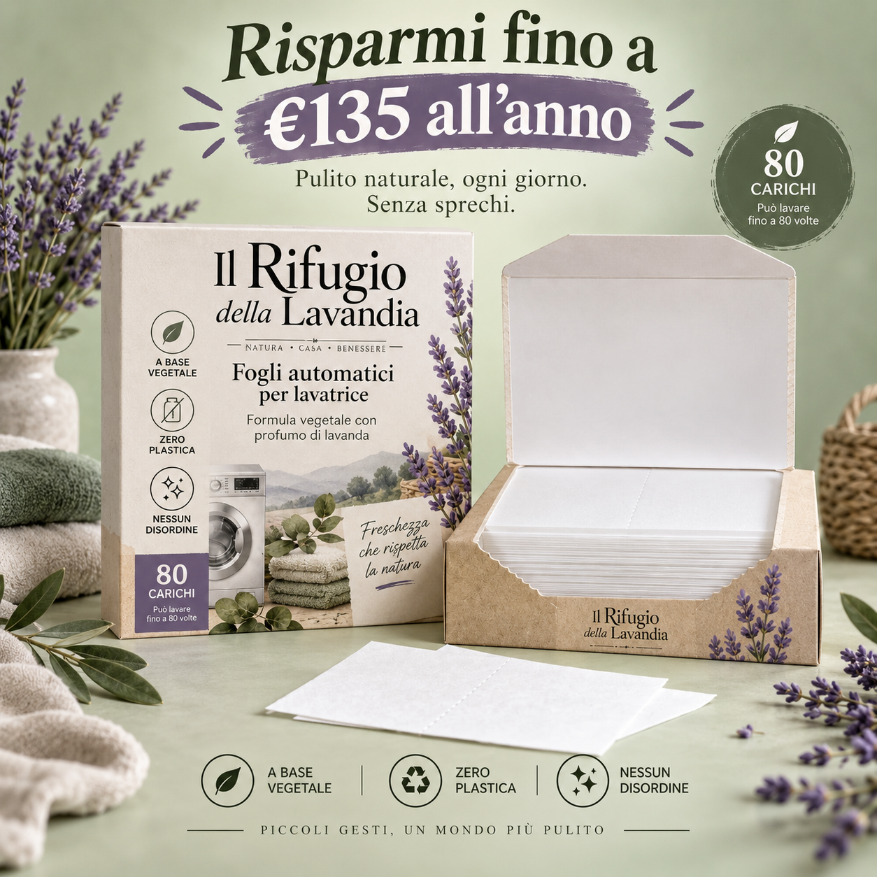 Confezione e scatola aperta dei fogli Il Rifugio della Lavandaia